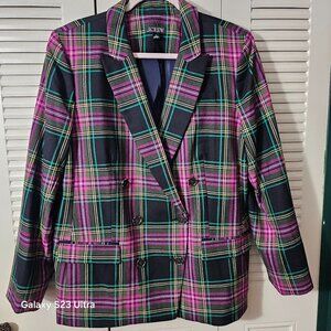 J. Crew Wool Regent Blazer in Pink Stewart Tartan. New without tags. Size 16